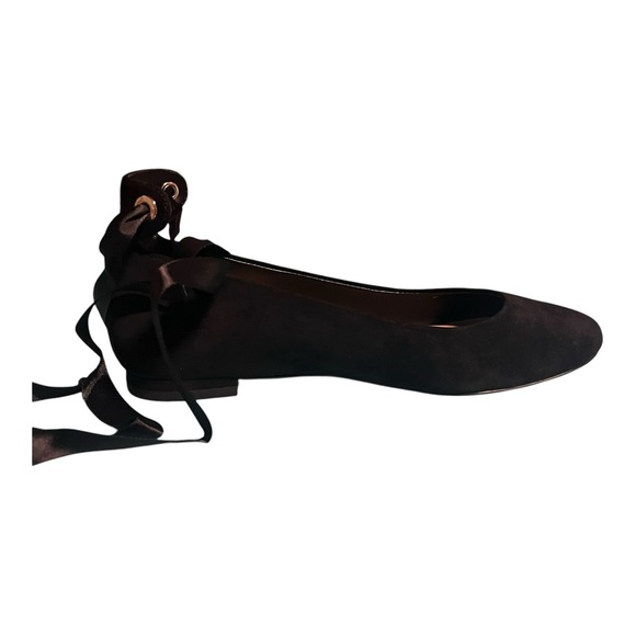 Lord & Taylor 424 Fifth Black Suede Penelope Ankle Strap Flat Shoes 6M Women’s - Picture 8 of 12